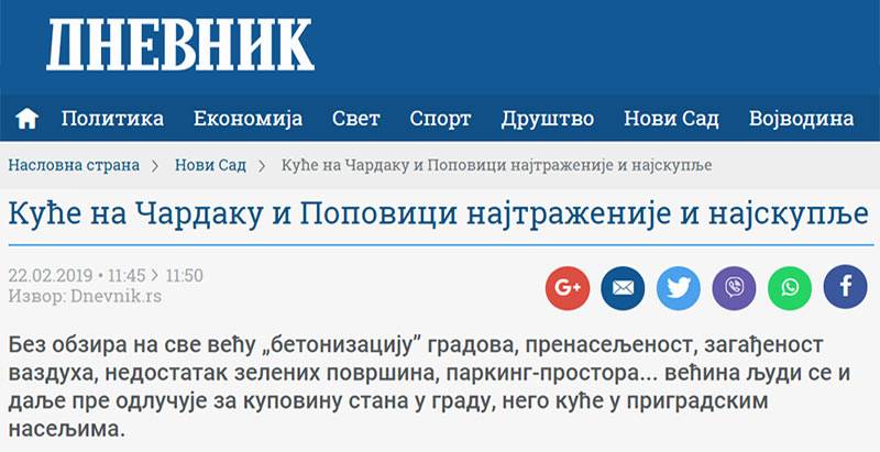 Куће на Чардаку и Поповици најтраженије и најскупље | Dnevnik